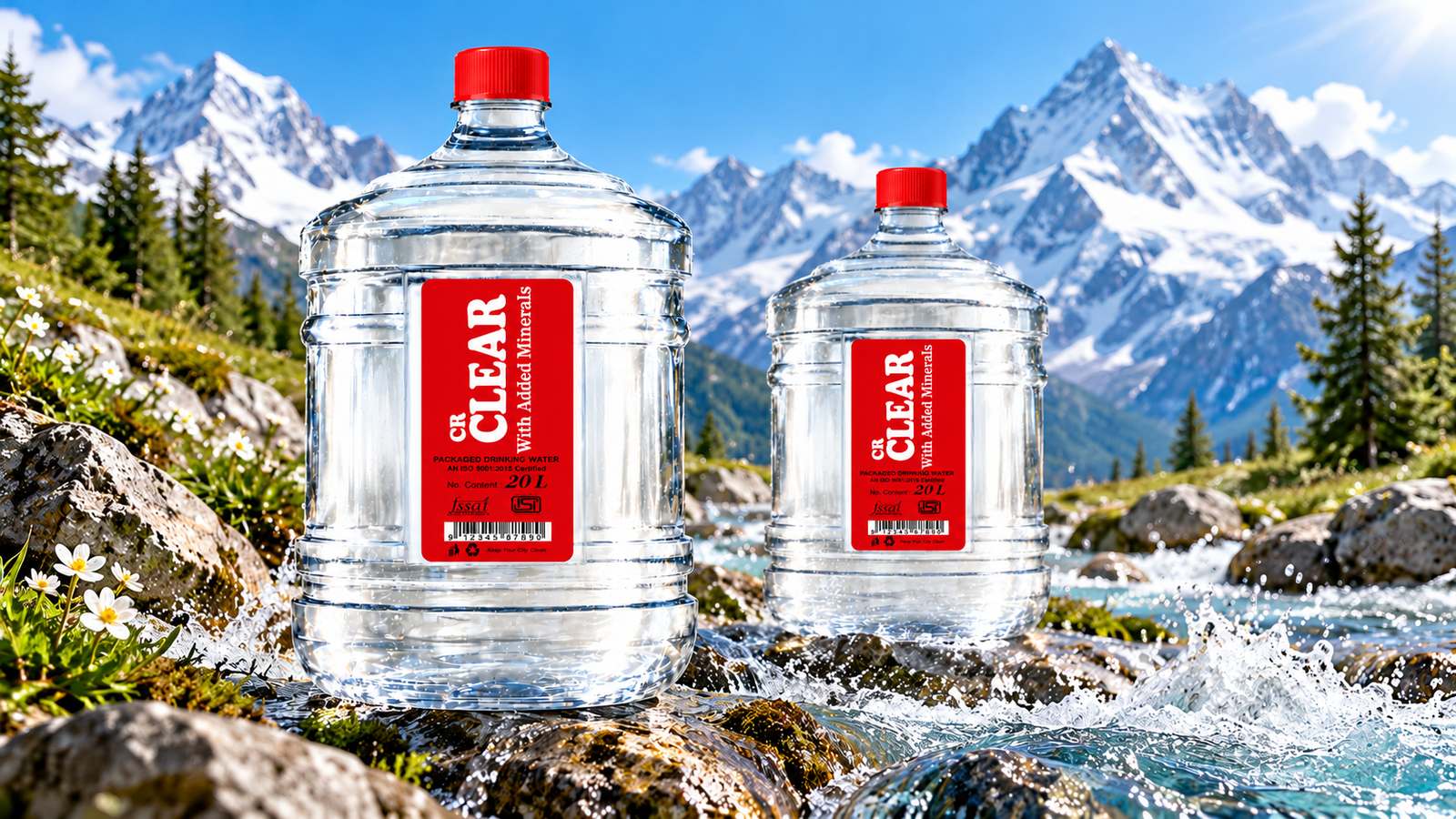 CR clear 20-Litre pure packaged drinking water jar produced across regional bottling plants